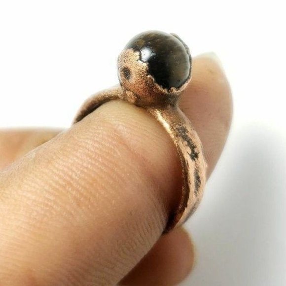 Tiger Eye Sphere Ring Size 5 - Picture 7 of 8